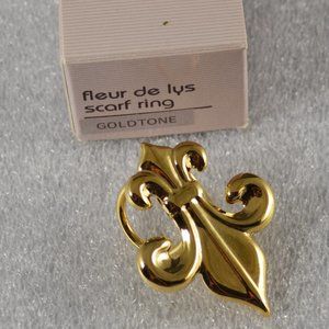 Avon 1989 Fleur-De-Lys Scarf Ring Gold Tone